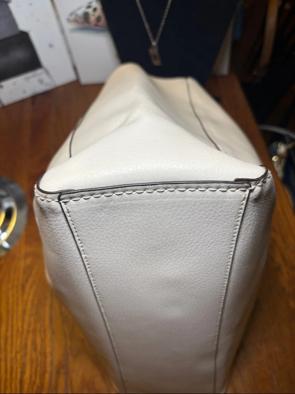 Coach F58660 Derby Tote in Chalk White Pebbled Leather EUC